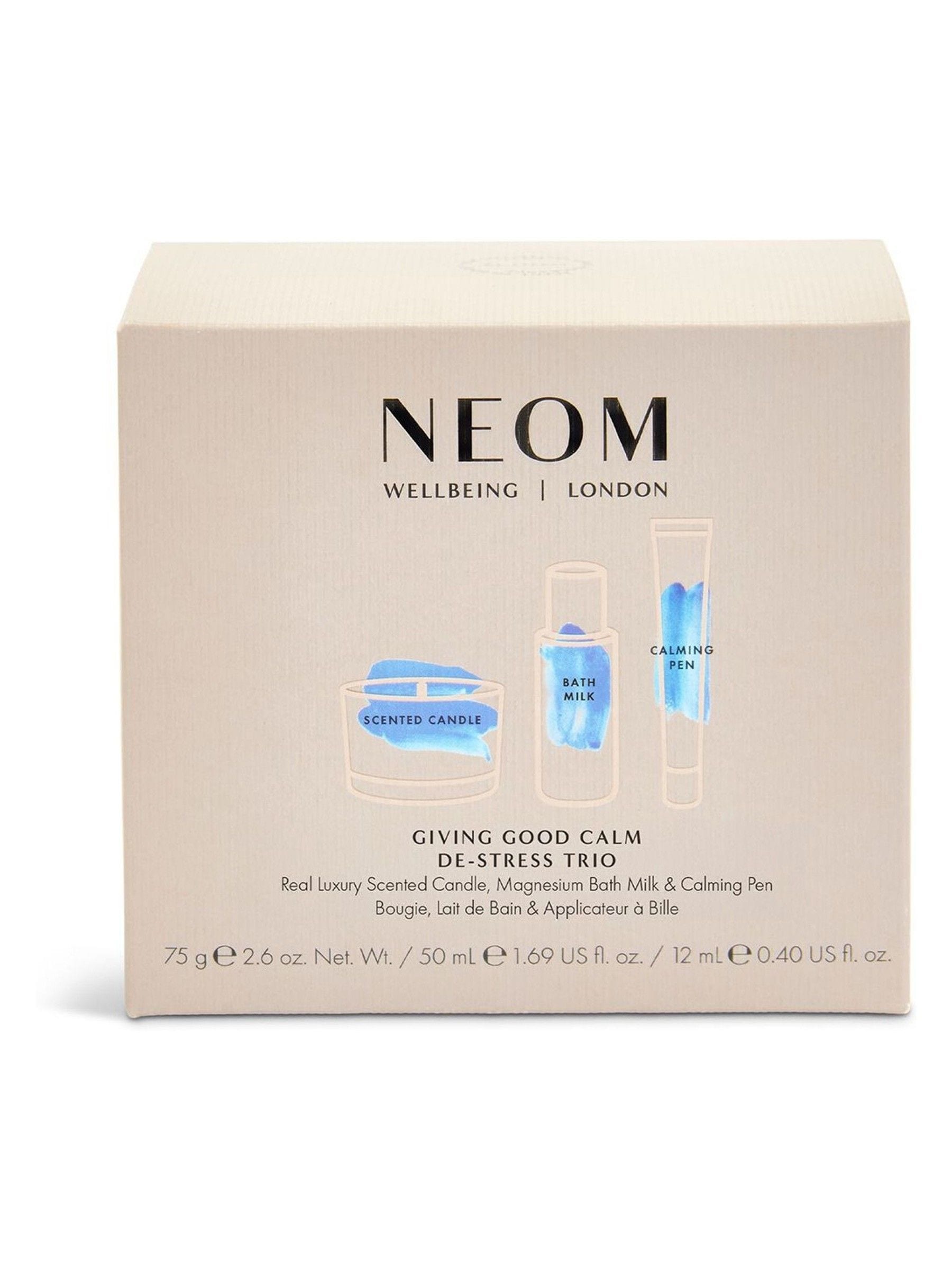 NEOM Calm DeStress Trio calming gift set, imported from the UK
