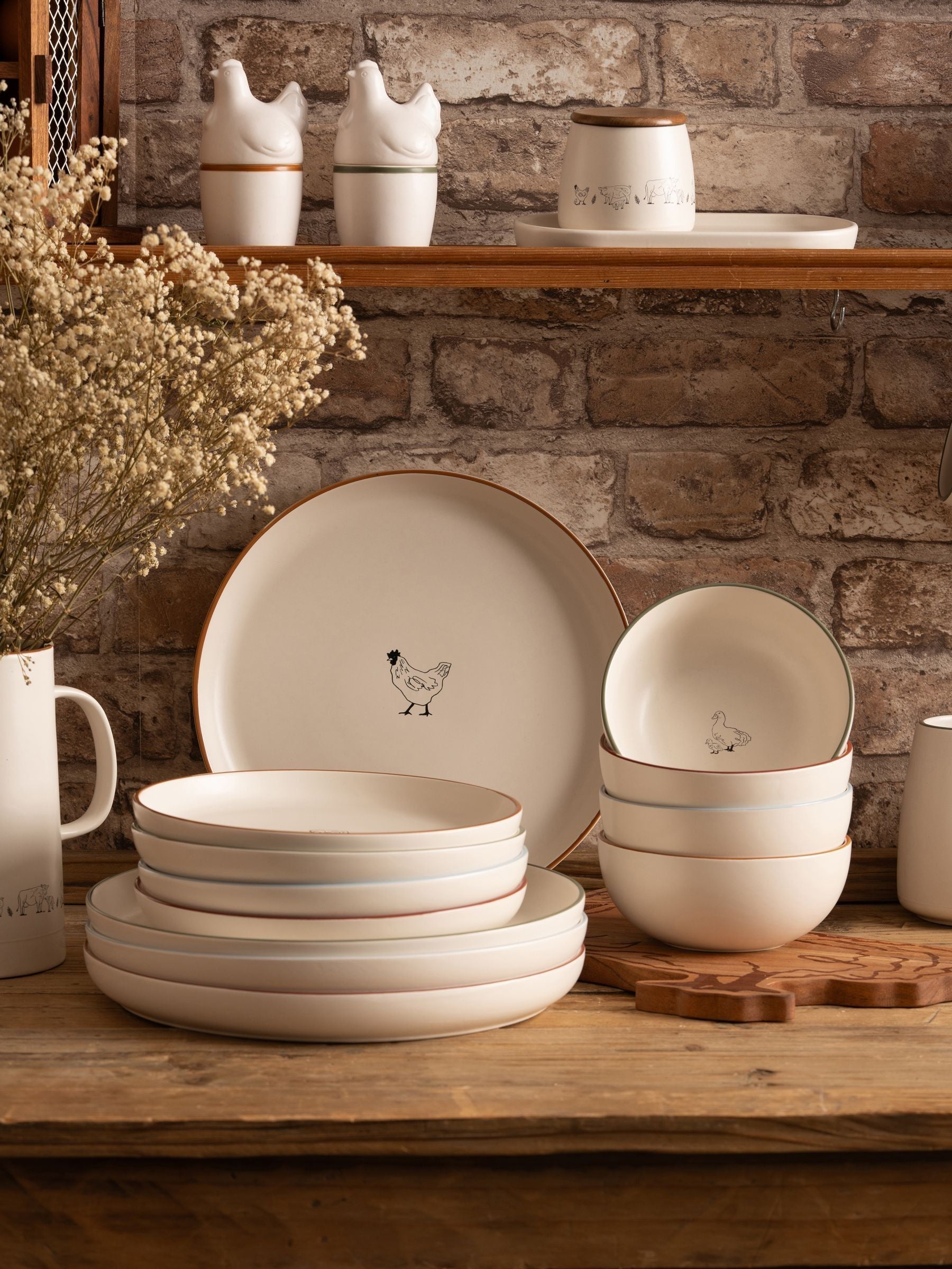 Woodbury Lane Natural Animal Dinner Set 12 Piece