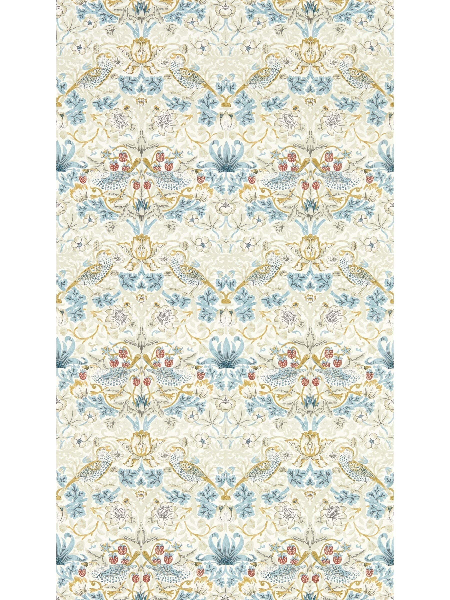 Clarke & Clarke Slate Blush William Morris Strawberry Thief Wallpaper Sample