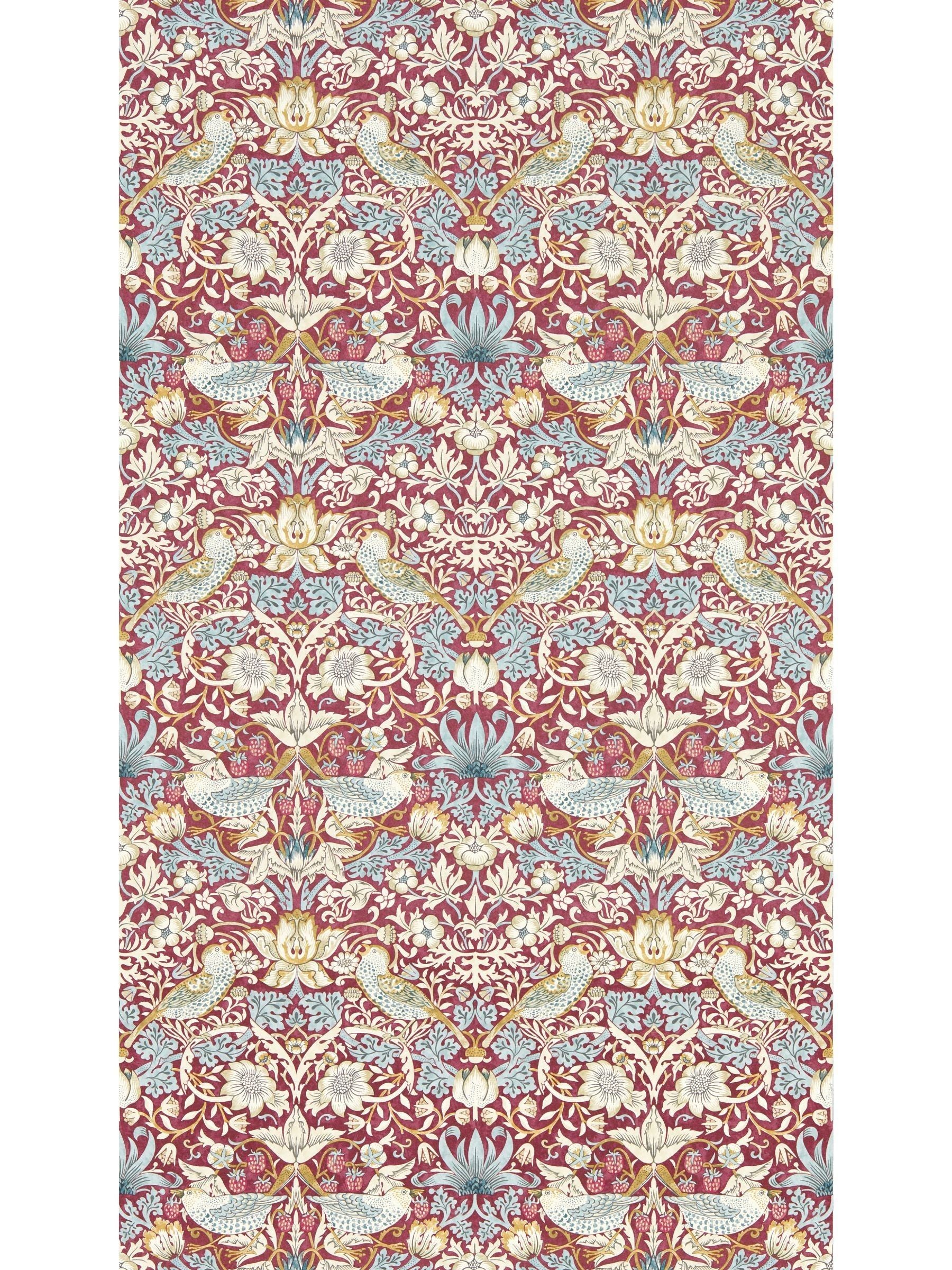Clarke & Clarke Slate Blush William Morris Strawberry Thief Wallpaper Sample