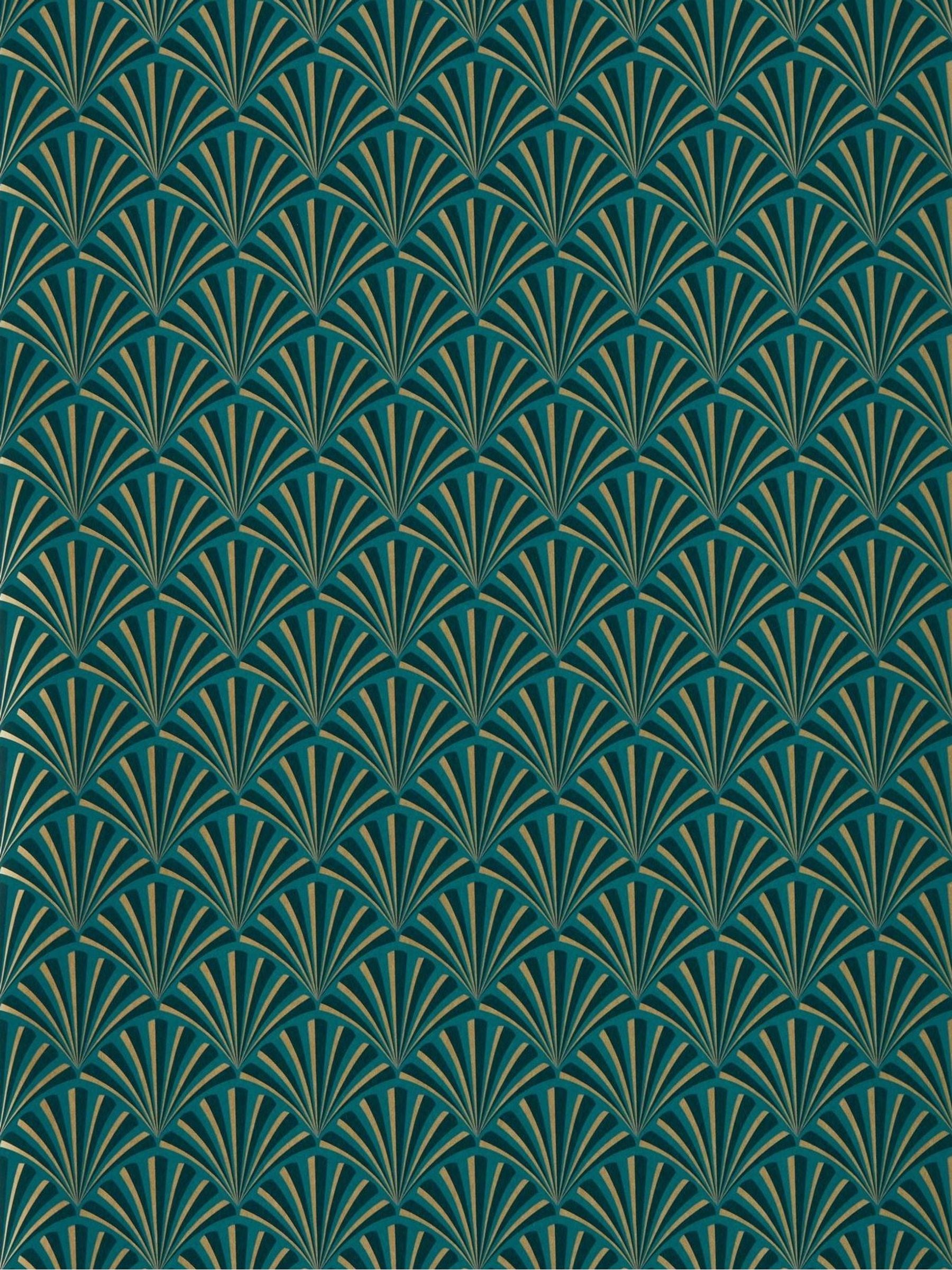 Clarke & Clarke Teal Lusso Chrysler wallpaper sample (British brand)