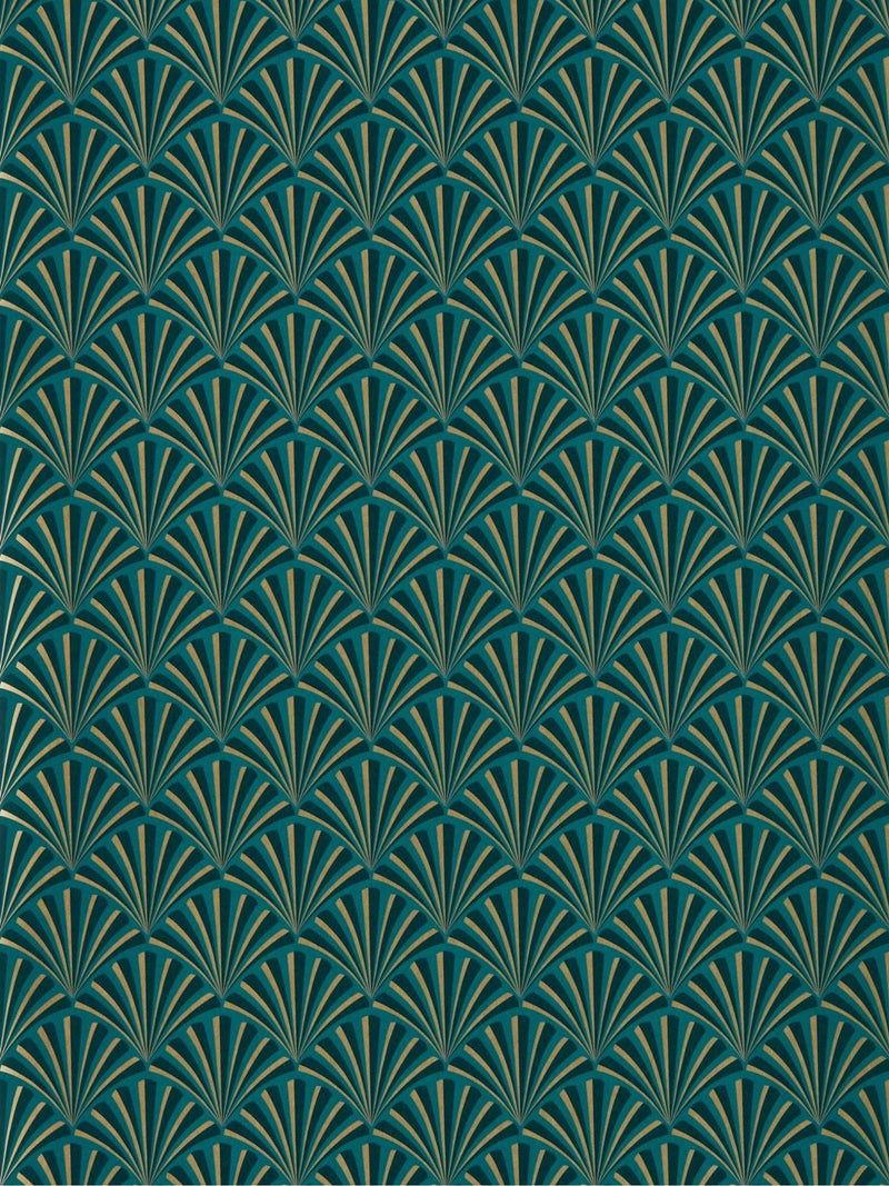 Clarke & Clarke Teal Lusso Chrysler wallpaper sample (British brand)