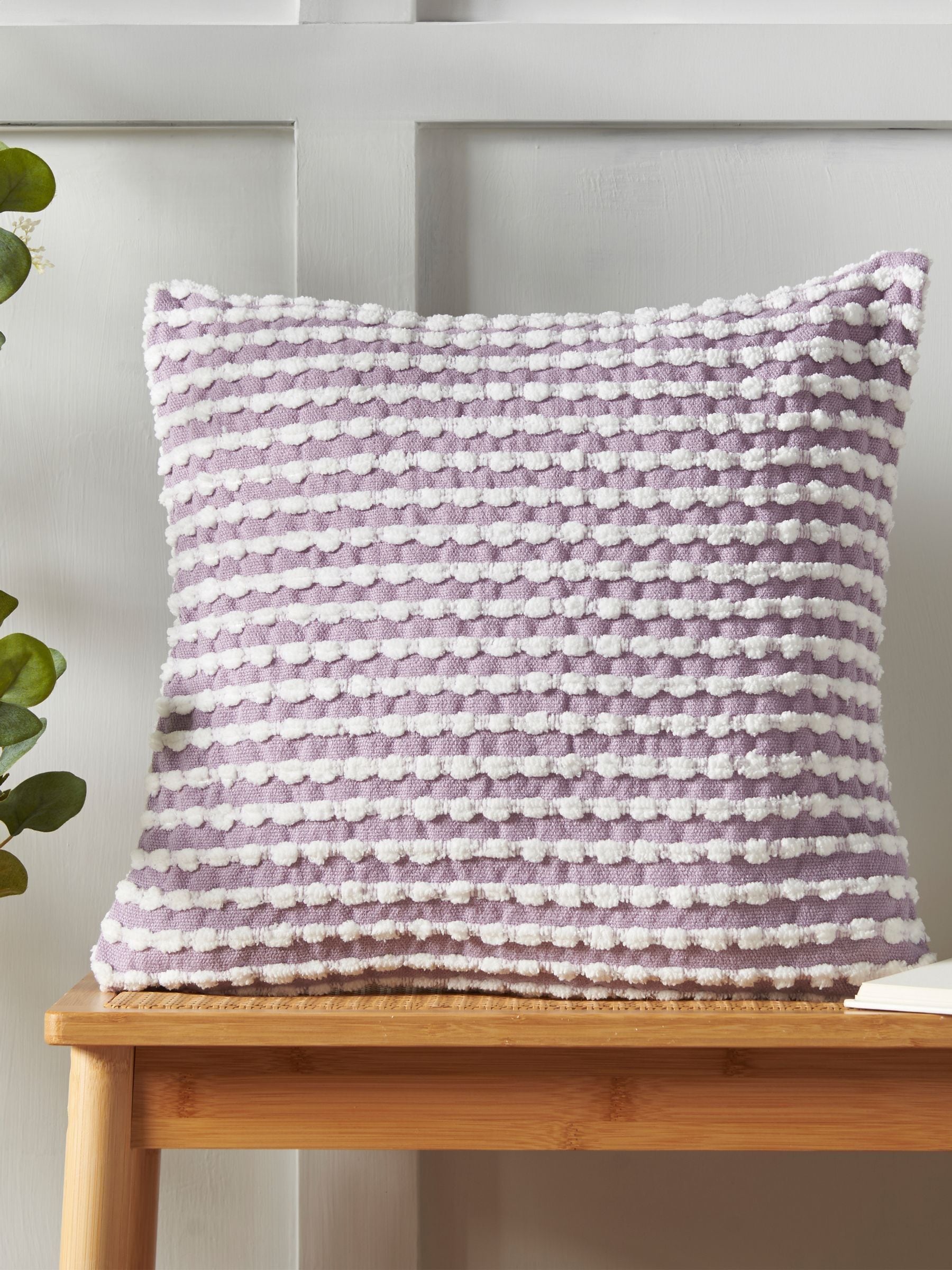 Catherine Lansfield Lilac Stab Stitch Cushion