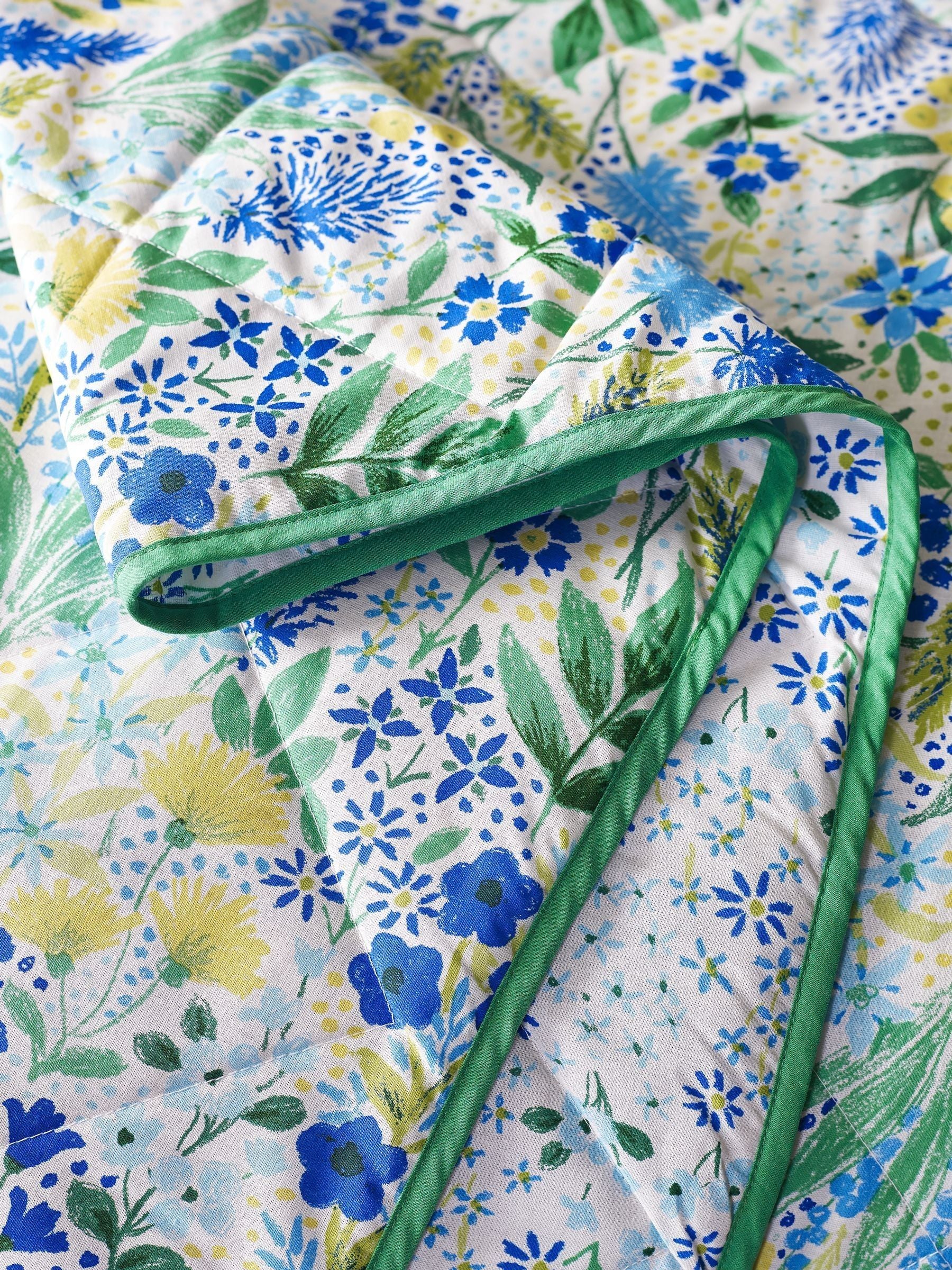 Catherine Lansfield blue floral reversible bedspread large - British product