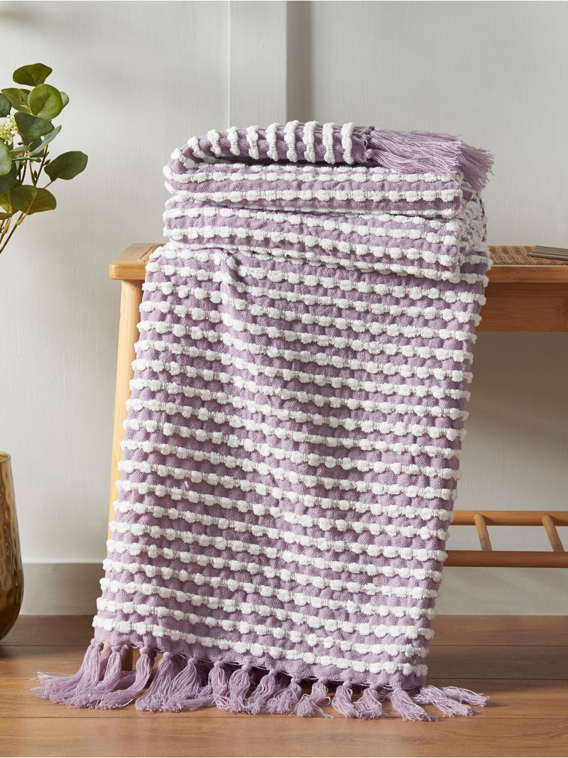 Catherine Lansfield Lilac Stab Stitch Throw