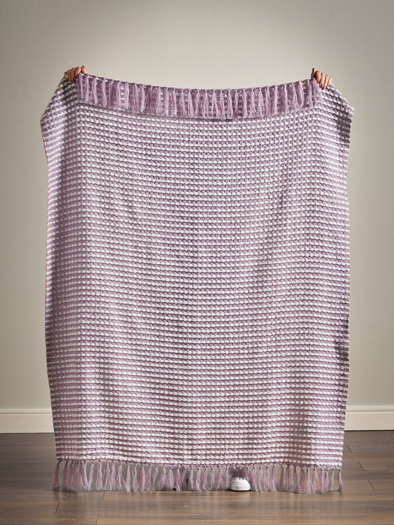 Catherine Lansfield Lilac Stab Stitch Throw
