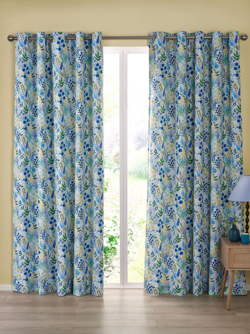 Catherine Lansfield blue floral curtains 168x229cm (British brand)
