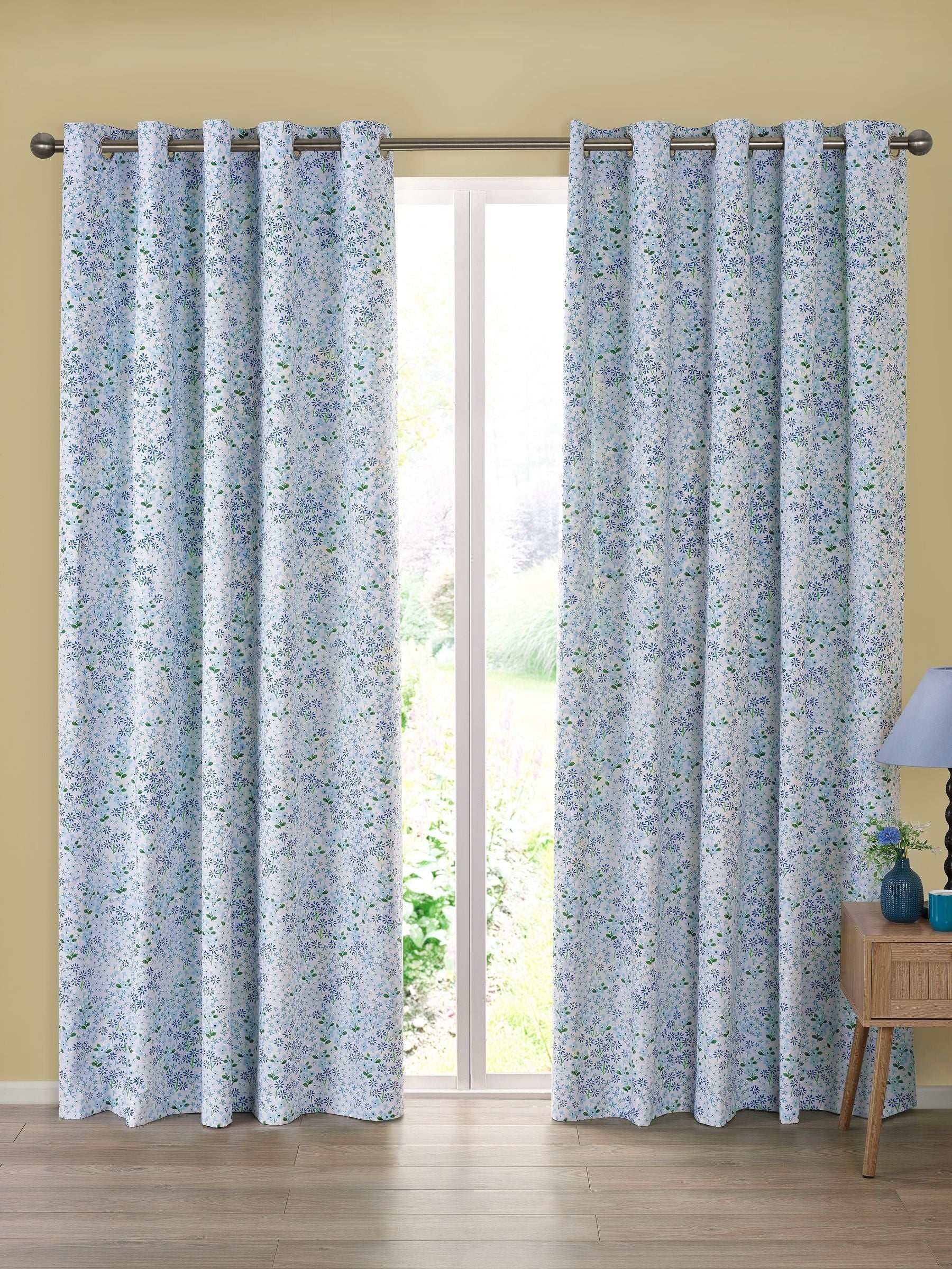Catherine Lansfield blue floral curtains 168x229cm (British brand)