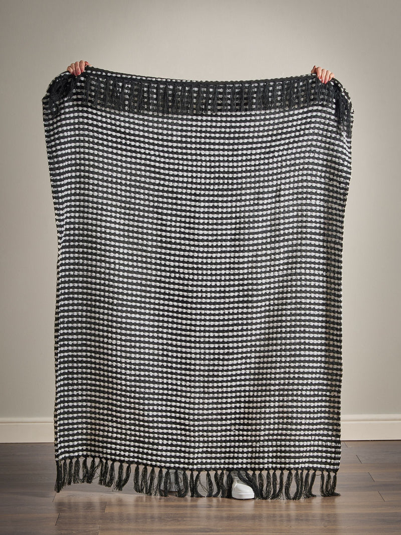 Catherine Lansfield Black Stab Stitch Throw