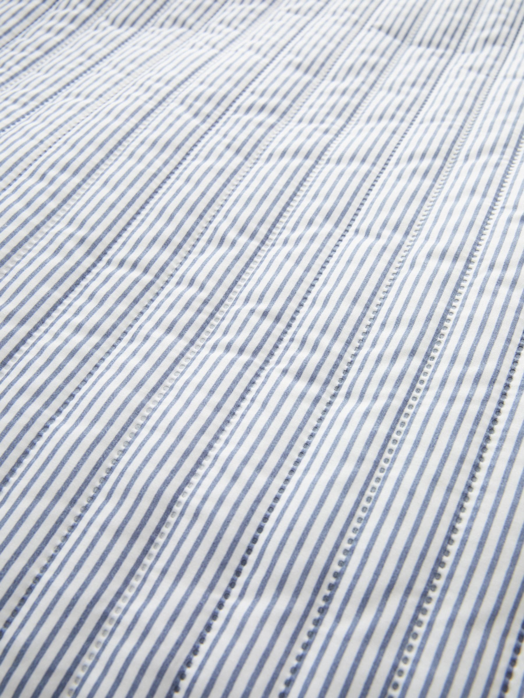 Catherine Lansfield chambray blue stripe quilted reversible bedspread 220x230cm (British brand)