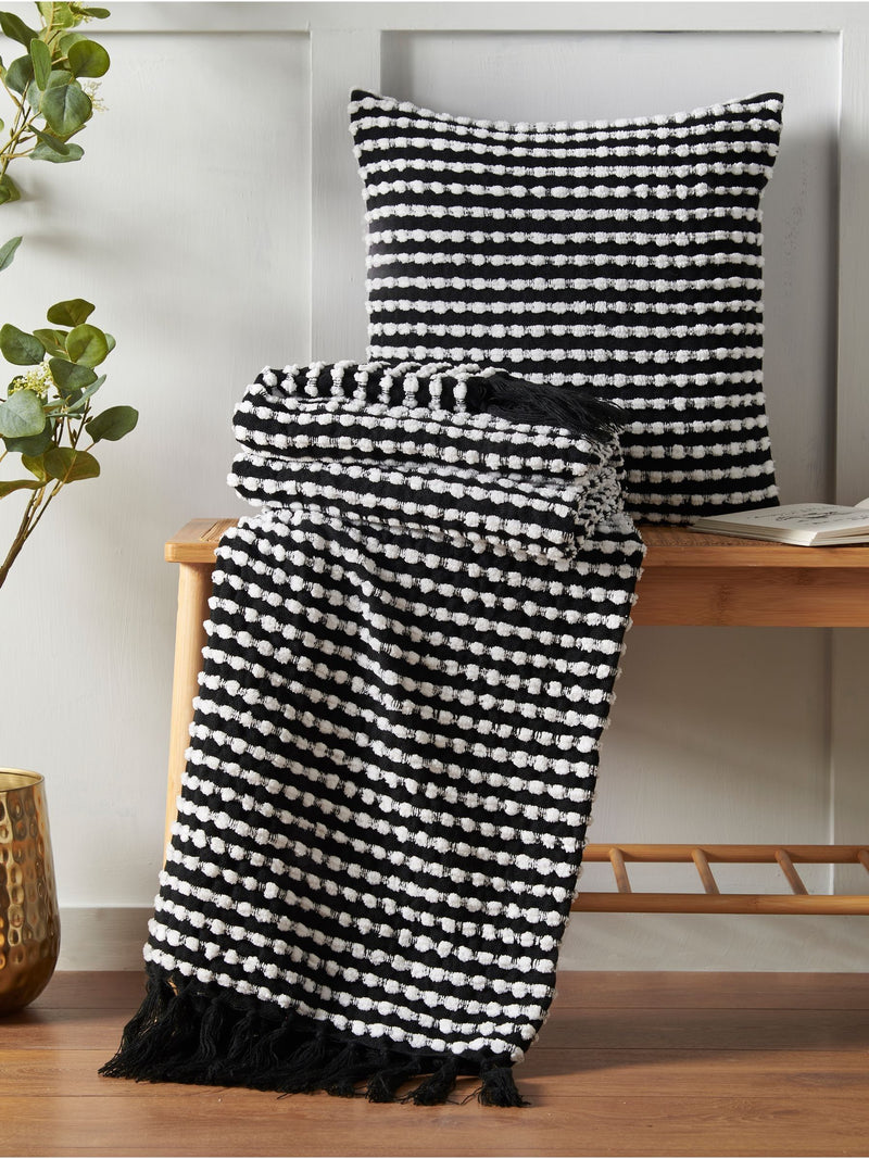 Catherine Lansfield Black Stab Stitch Cushion