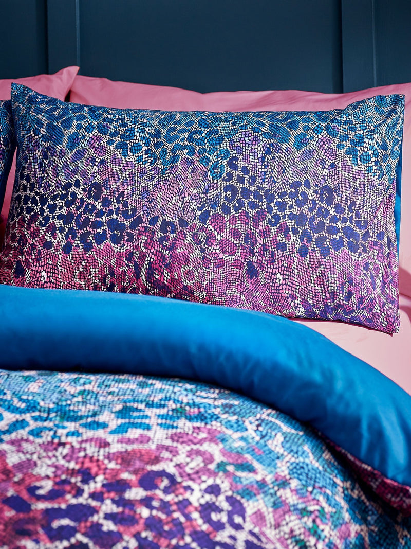 Catherine Lansfield Teal Satin Animal Print Non-Iron Duvet Cover Set