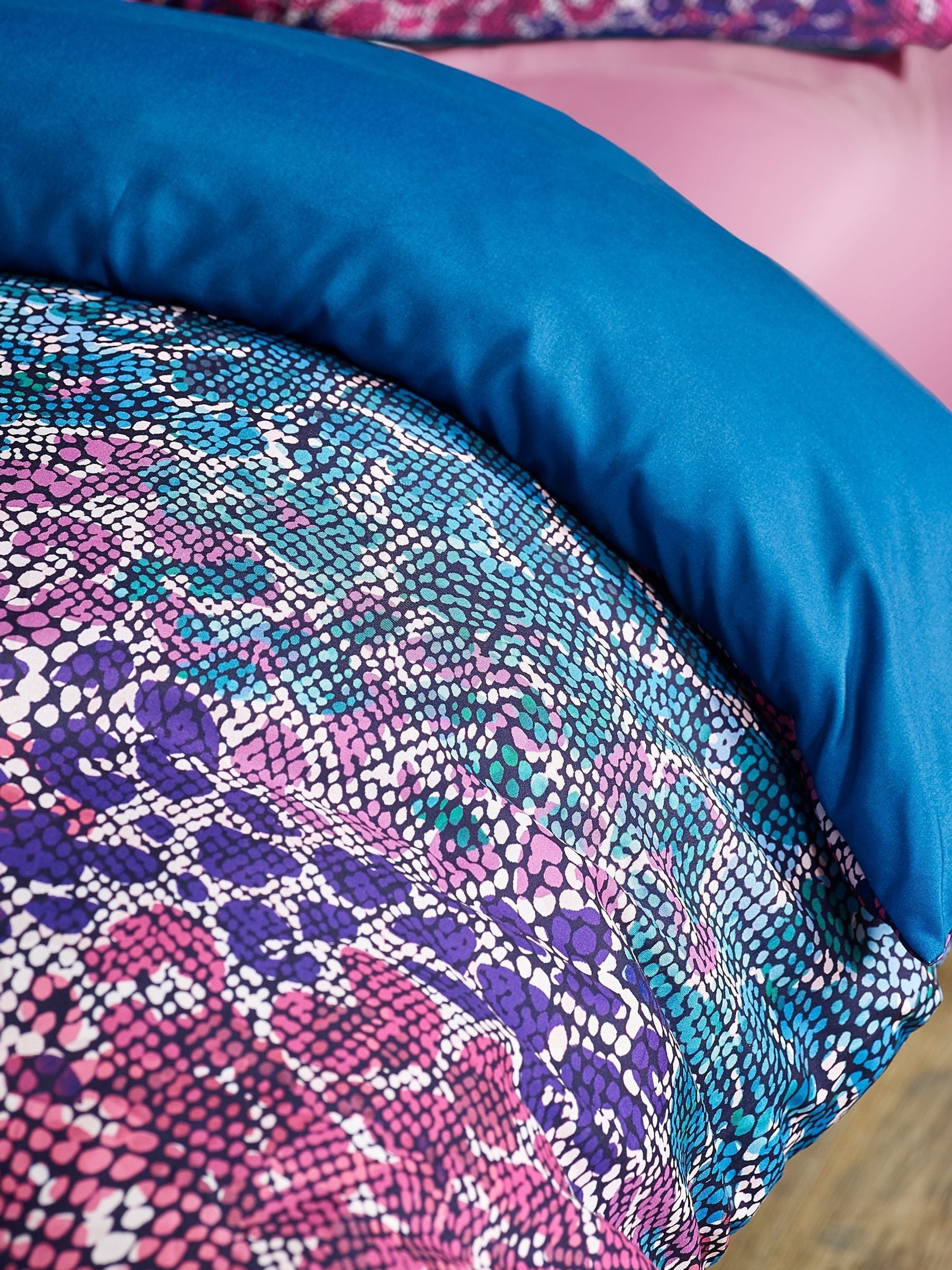Catherine Lansfield Teal Satin Animal Print Non-Iron Duvet Cover Set