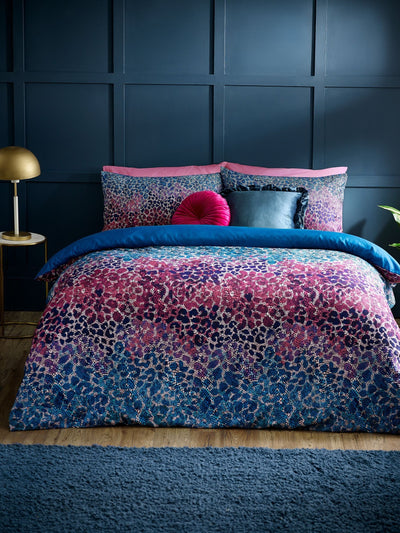 Next Catherine Lansfield Teal Satin Animal Print Non-Iron Duvet Cover Set- Buy online at McGrocer