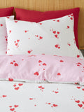 Catherine Lansfield white red seersucker heart duvet cover set - British product