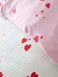 Catherine Lansfield white red seersucker heart duvet cover set - British product