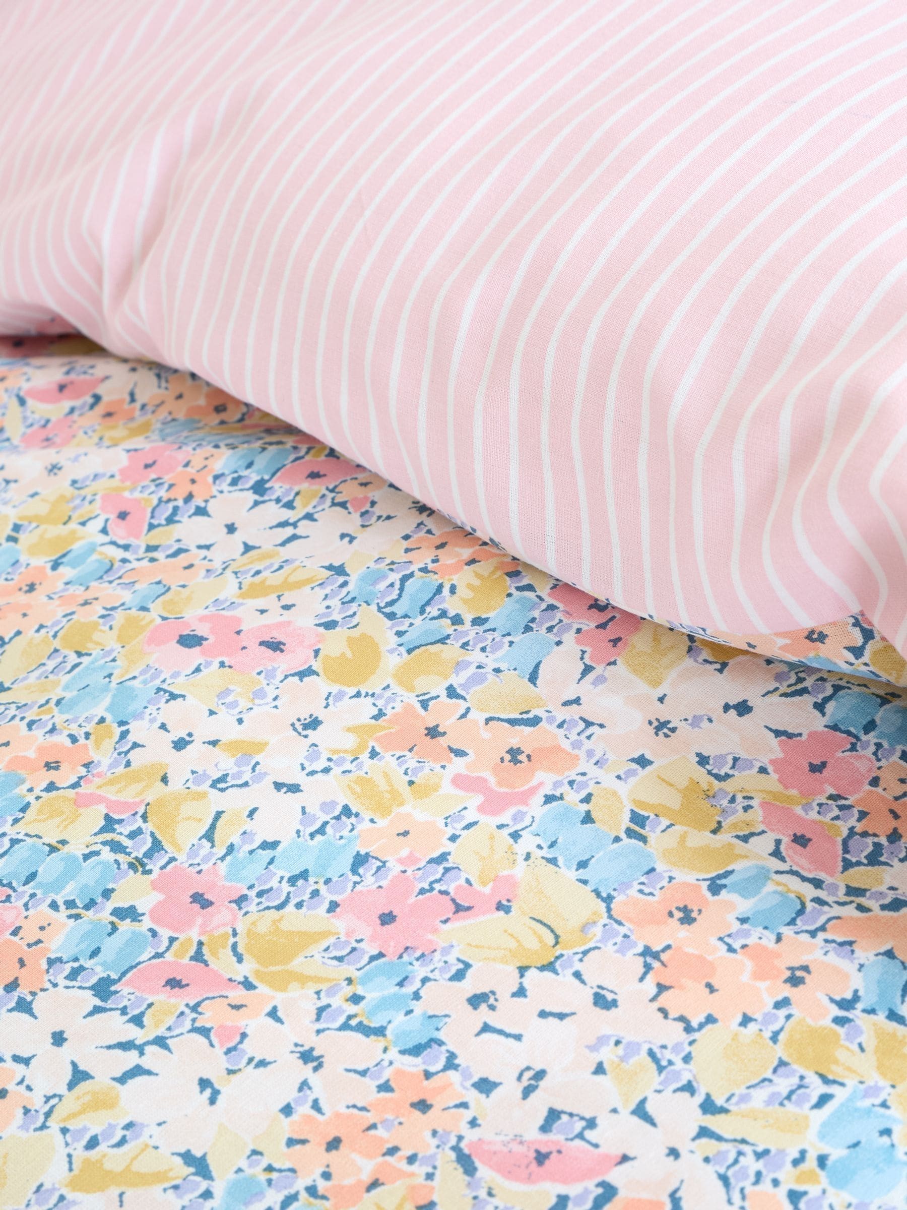 Catherine Lansfield Pink Darcy Floral Reversible Duvet Cover Set - British product