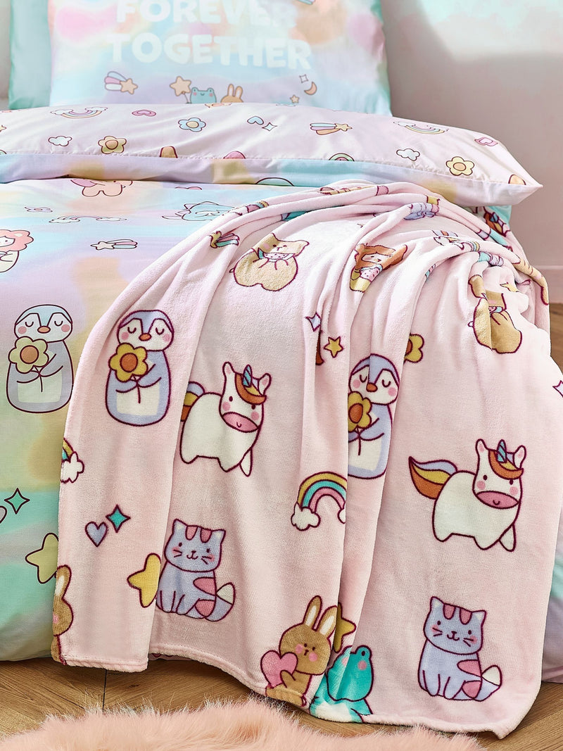 Catherine Lansfield pink fleece throw Forever Together 130x170cm, UK version