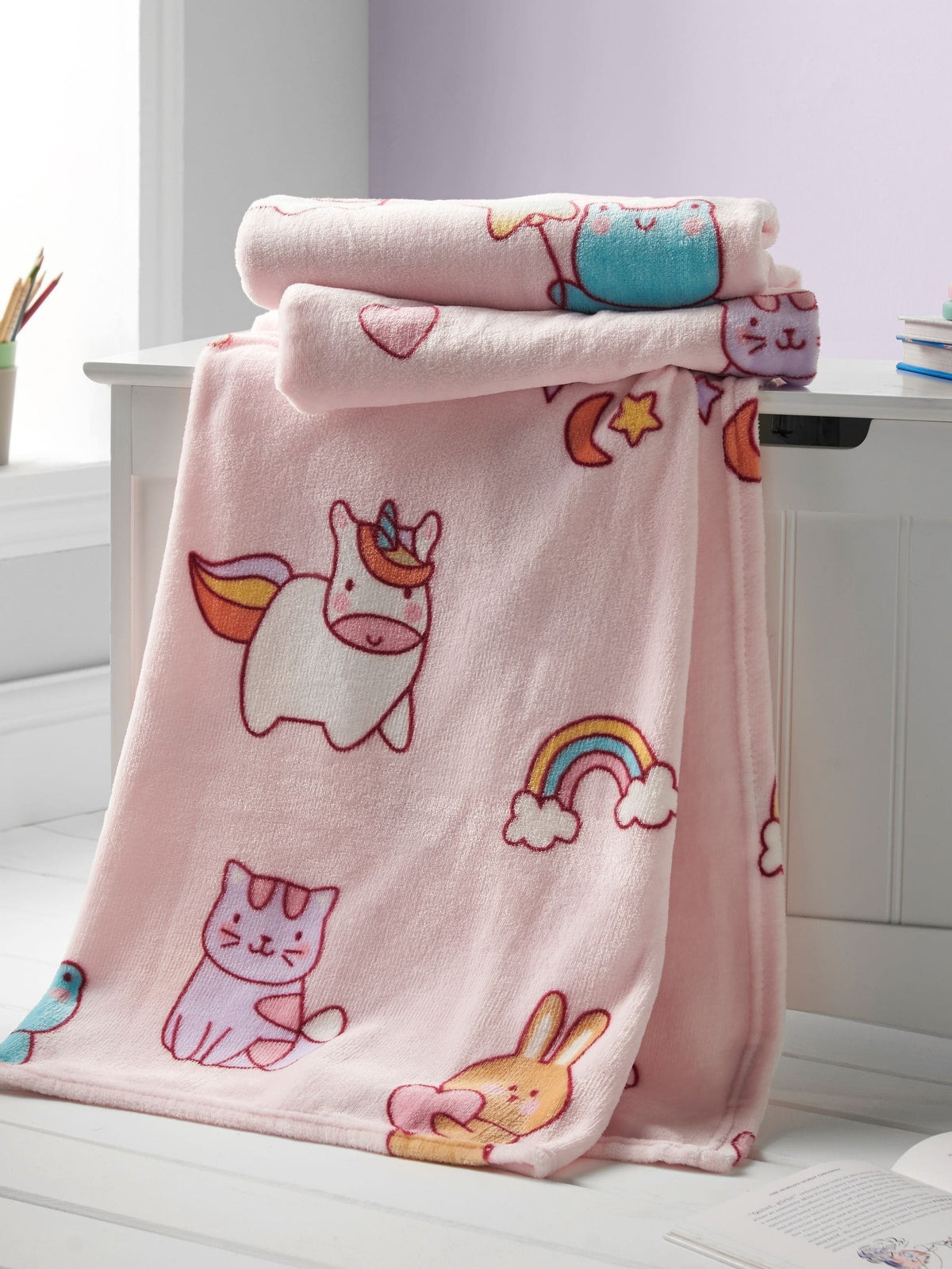 Catherine Lansfield pink fleece throw Forever Together 130x170cm, UK version