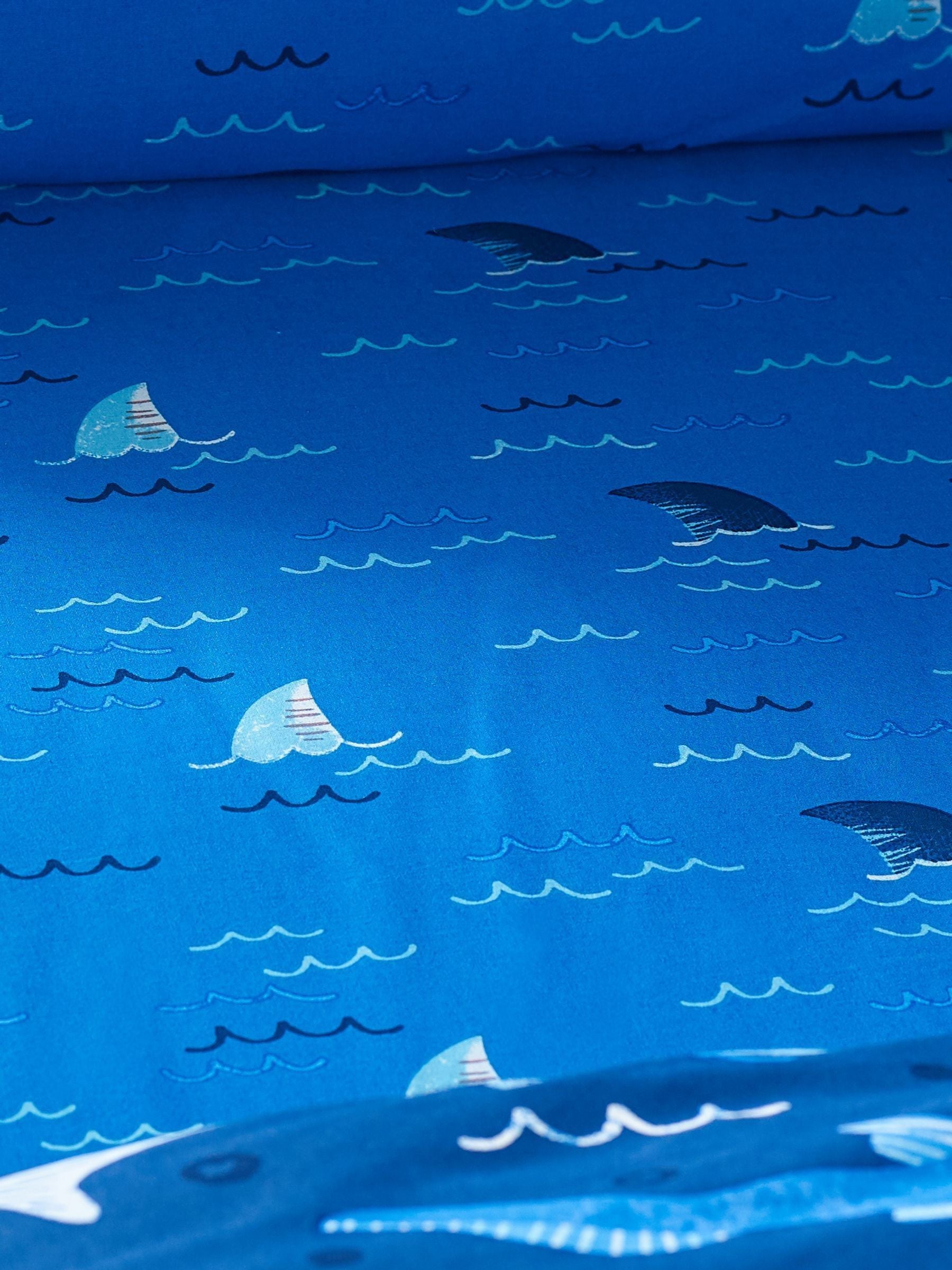Catherine Lansfield teal blue jawsome shark fitted sheet - British product