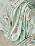 Catherine Lansfield fleece throw green spring gonks 130x170cm, UK version