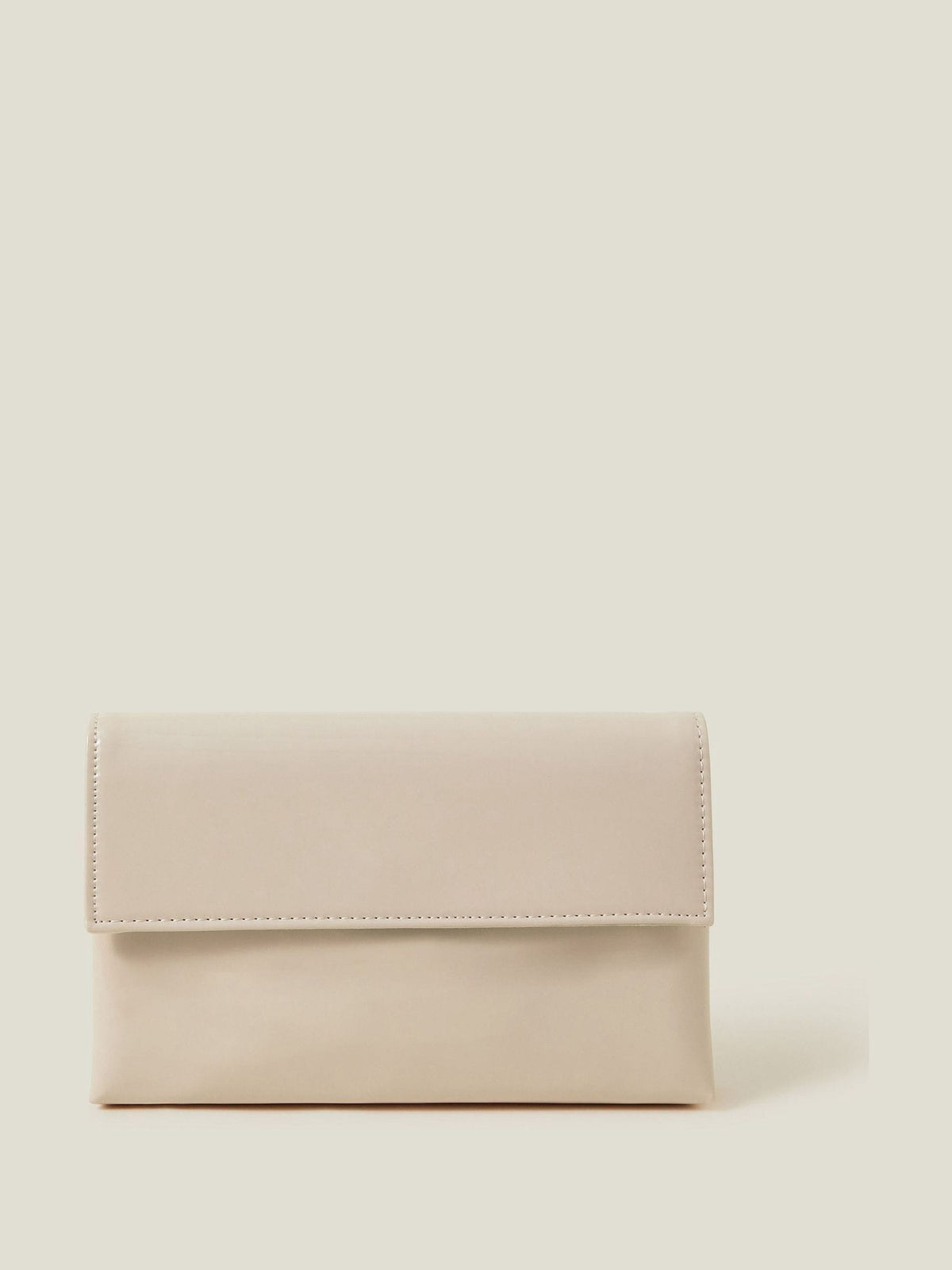 Accessorize nude patent fold-over clutch bag, imported from the UK