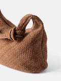 Mint Velvet brown woven knot handle bag, UK version