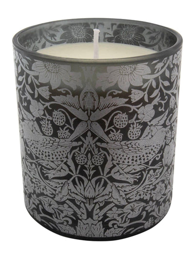 Next William Morris Black Strawberry Thief Citrus Scent Candle in Glass Container, 11cm Height, 8.5cm Diameter- Buy online at McGrocer