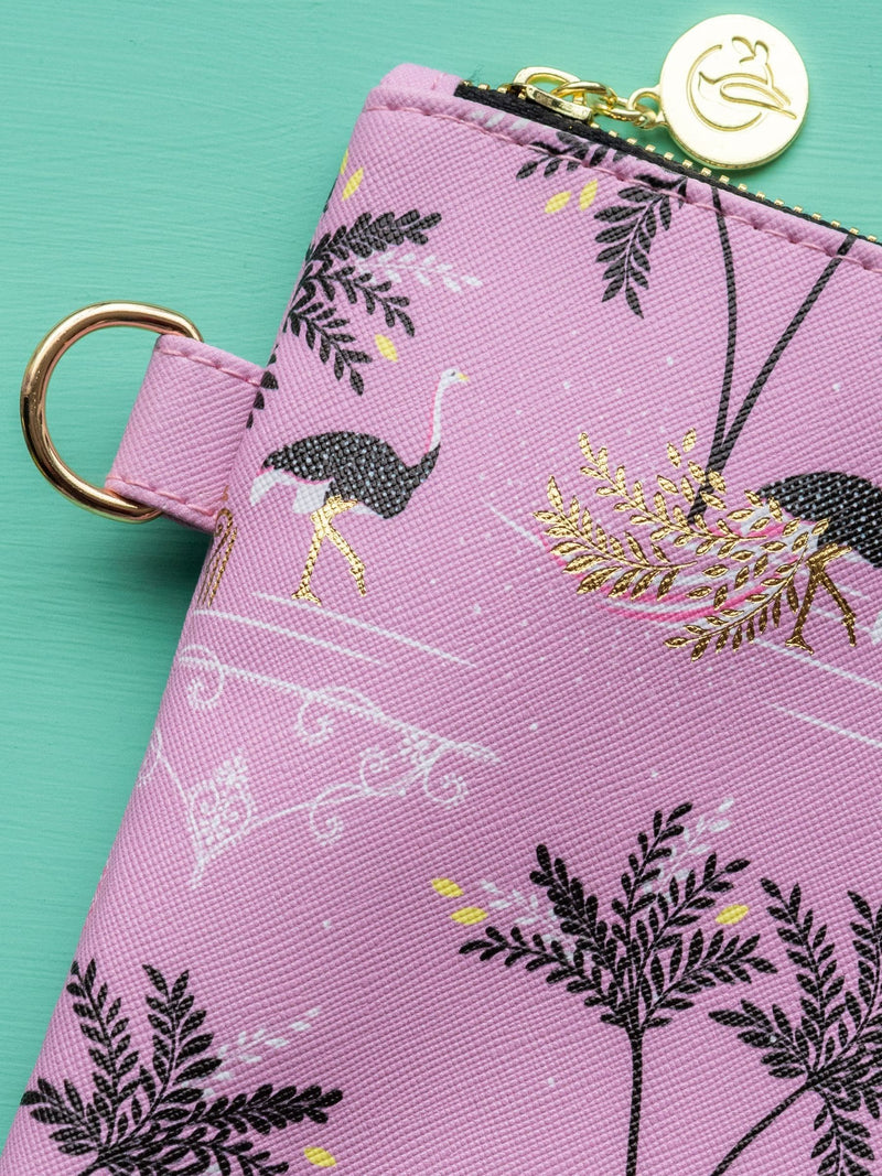 Sara Miller large cosmetic pouch pink ostrich design, UK version