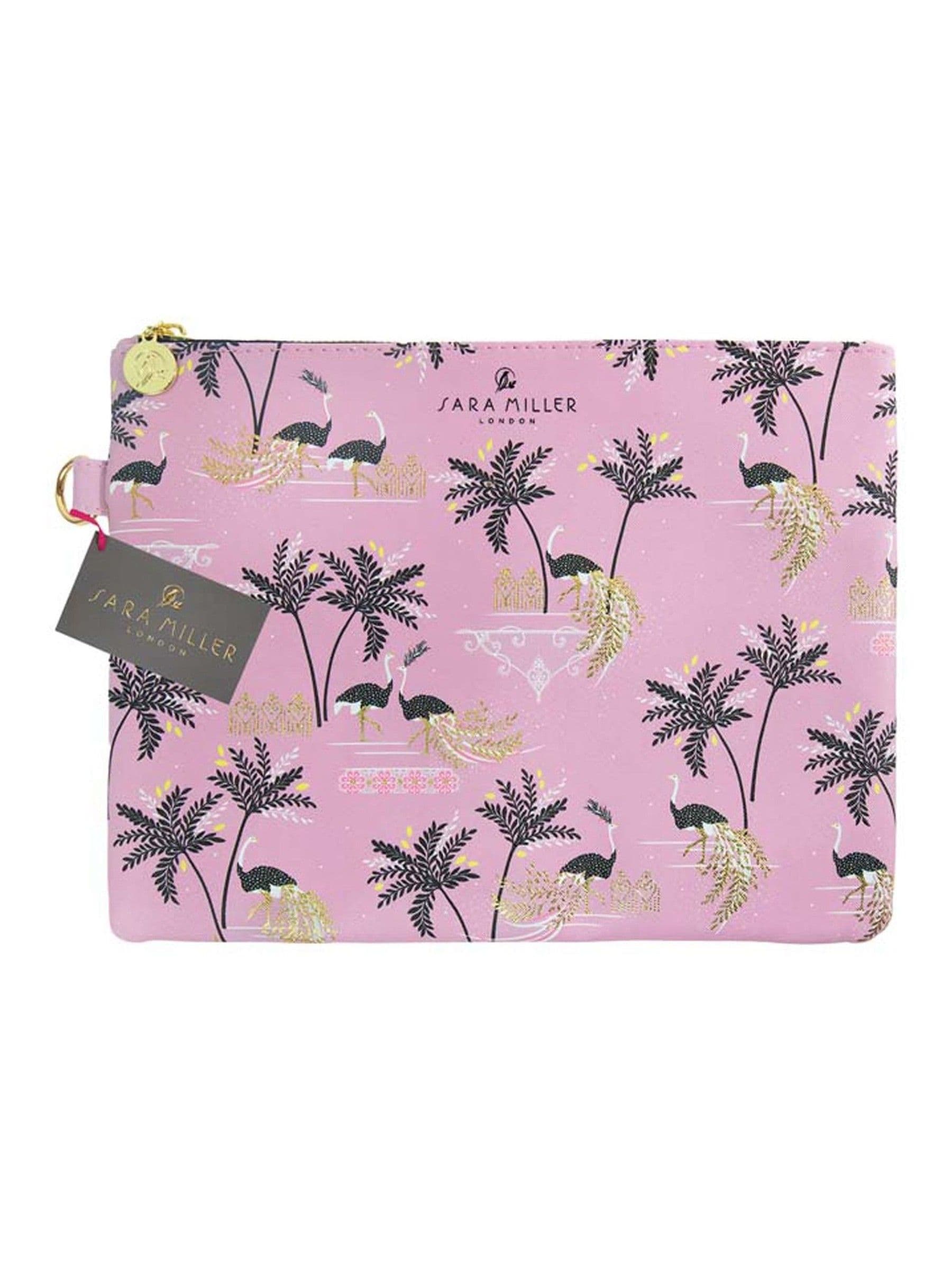 Sara Miller large cosmetic pouch pink ostrich design, UK version