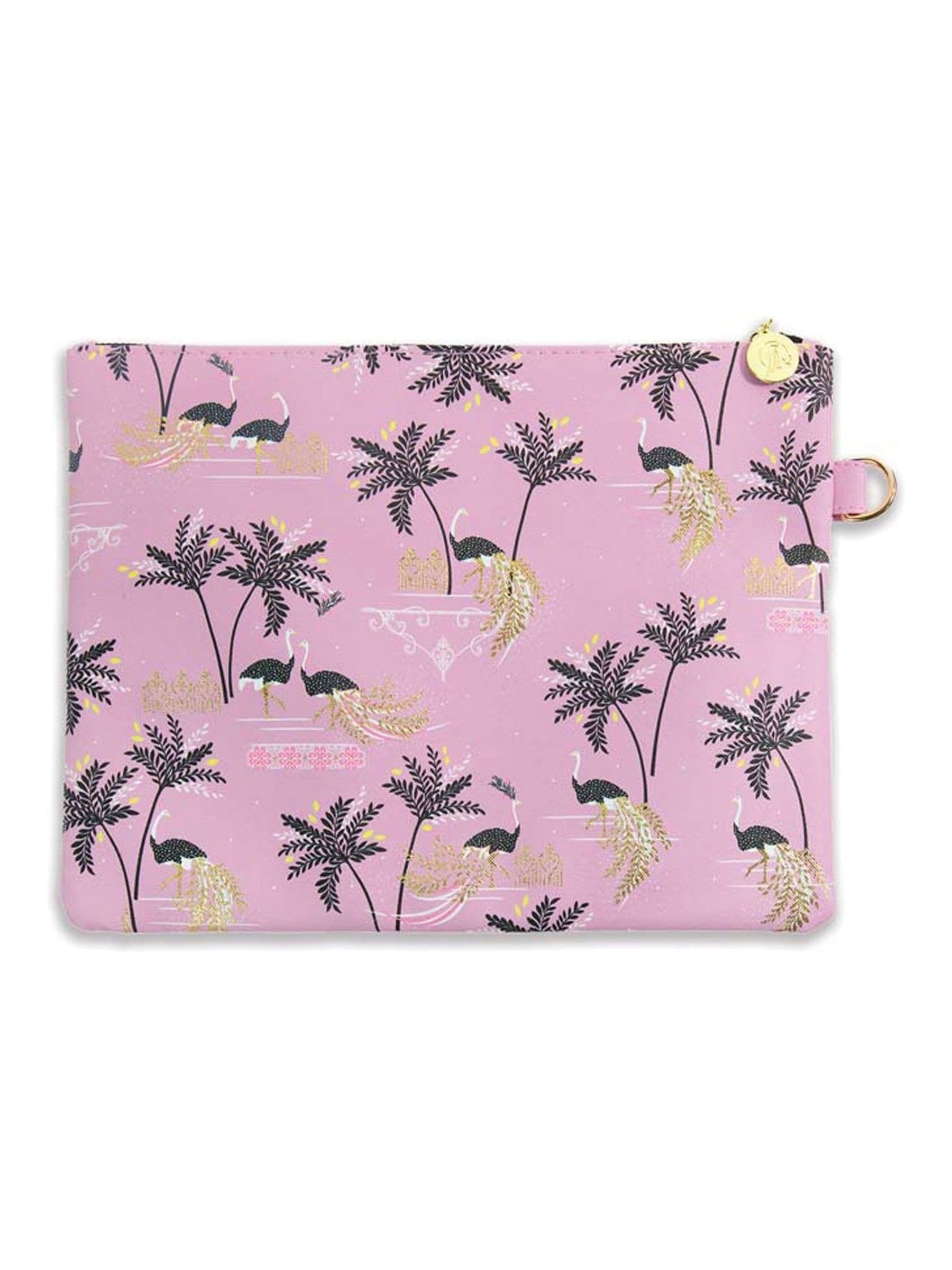 Sara Miller large cosmetic pouch pink ostrich design, UK version