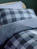Blue Check Super Soft Brushed Cotton Duvet Cover and Pillowcase Set