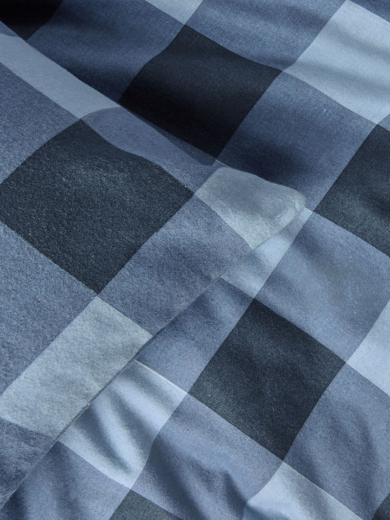 Blue Check Super Soft Brushed Cotton Duvet Cover and Pillowcase Set