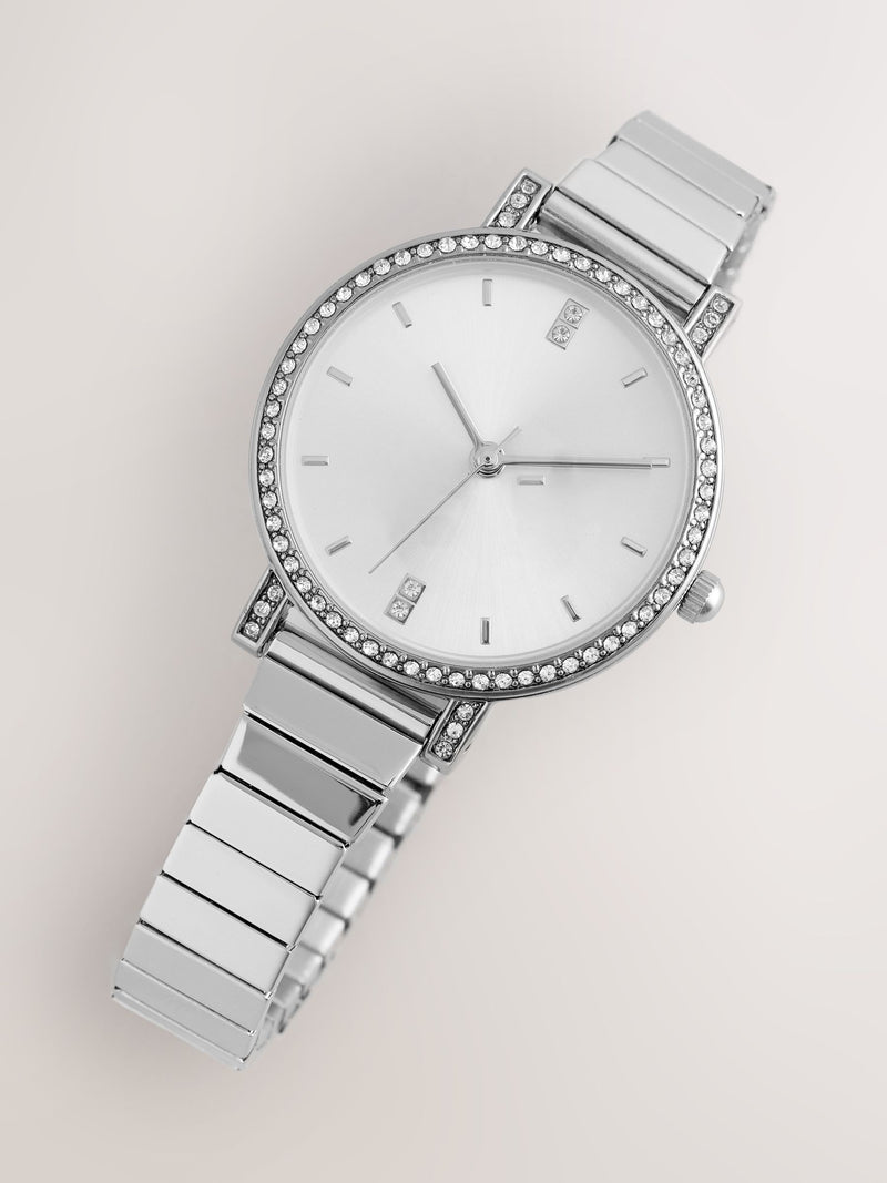 Silver tone sparkle dial expander watch 3cm, UK version