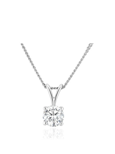 The Diamond Store 9K White Gold 0.33ct H/Si Lab Diamond Solitaire Pendant Necklace