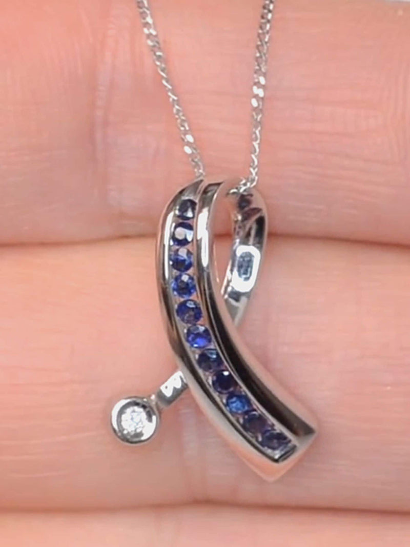 The Diamond Store sapphire and diamond pendant necklace (British brand)