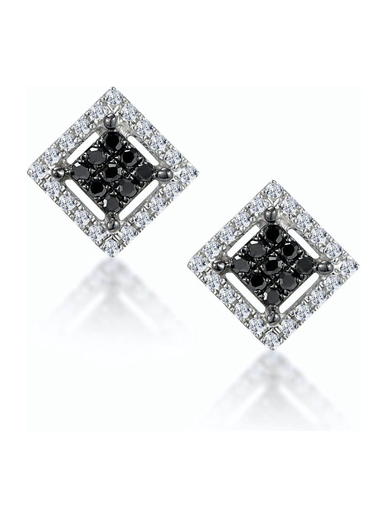 The Diamond Store black diamond square earrings 9K WG (British brand)