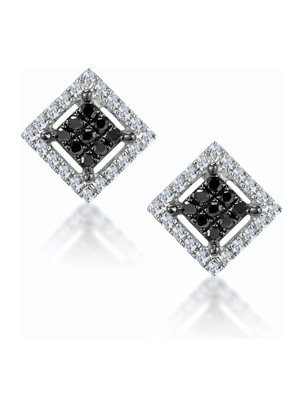 The Diamond Store black diamond square earrings 9K WG (British brand)