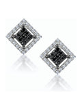 The Diamond Store black diamond square earrings 9K WG (British brand)