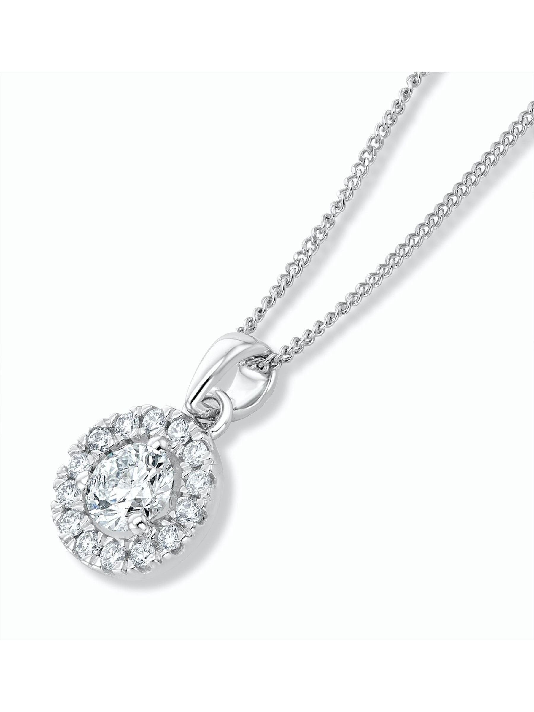 Diamond Store lab diamond halo pendant in 9K gold - British product