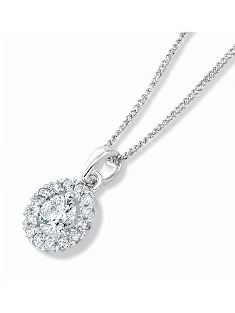 Diamond Store lab diamond halo pendant in 9K gold - British product