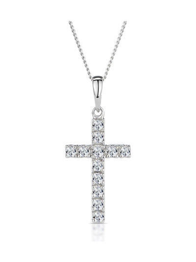 Next The Diamond Store Weiße 0,22 ct Kreuzanhänger Halskette aus 9 Karat Gold - Online bei McGrocer kaufen