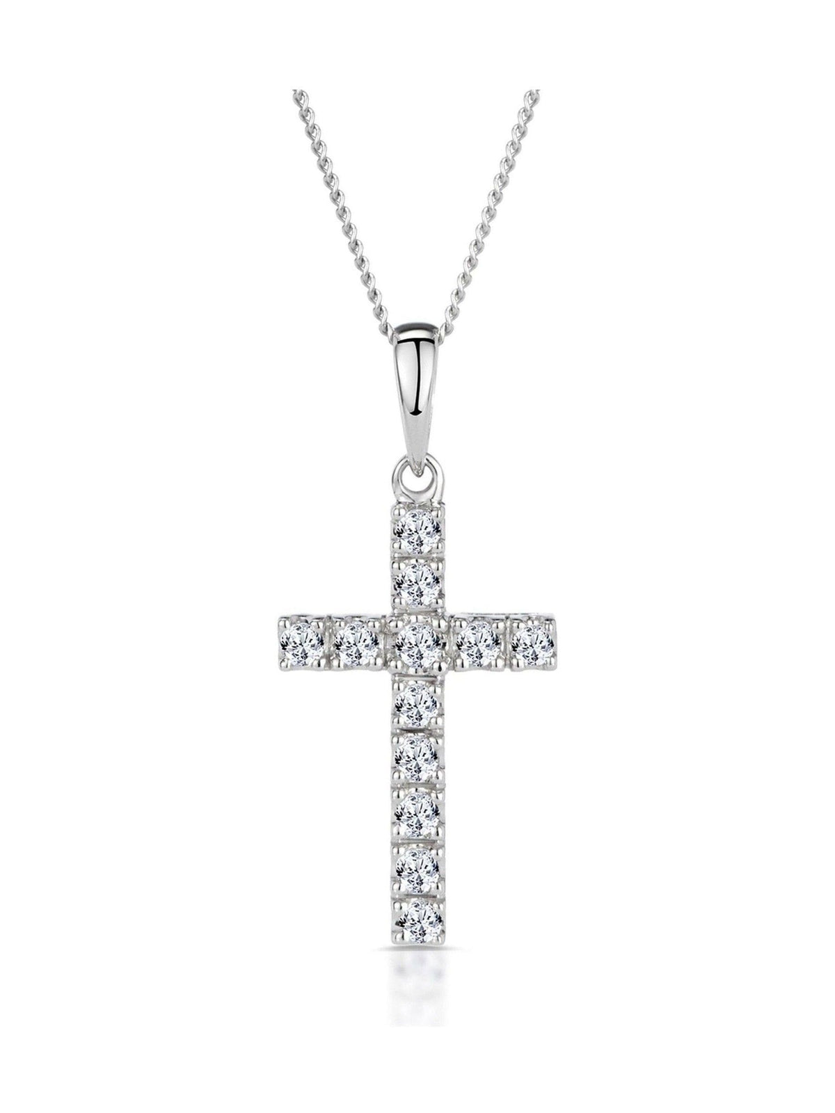 The Diamond Store White 0.22CT Cross Pendant Necklace in 9KGold