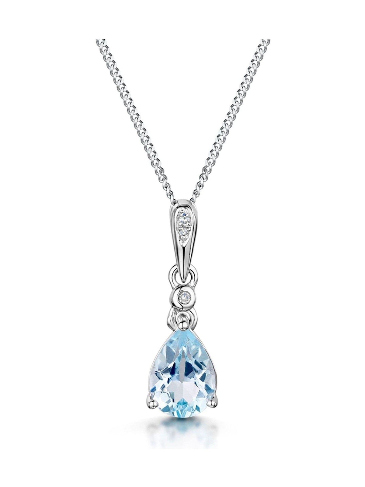 The Diamond Store 9K White Gold Blue Topaz Stellato Collection Diamond Necklace