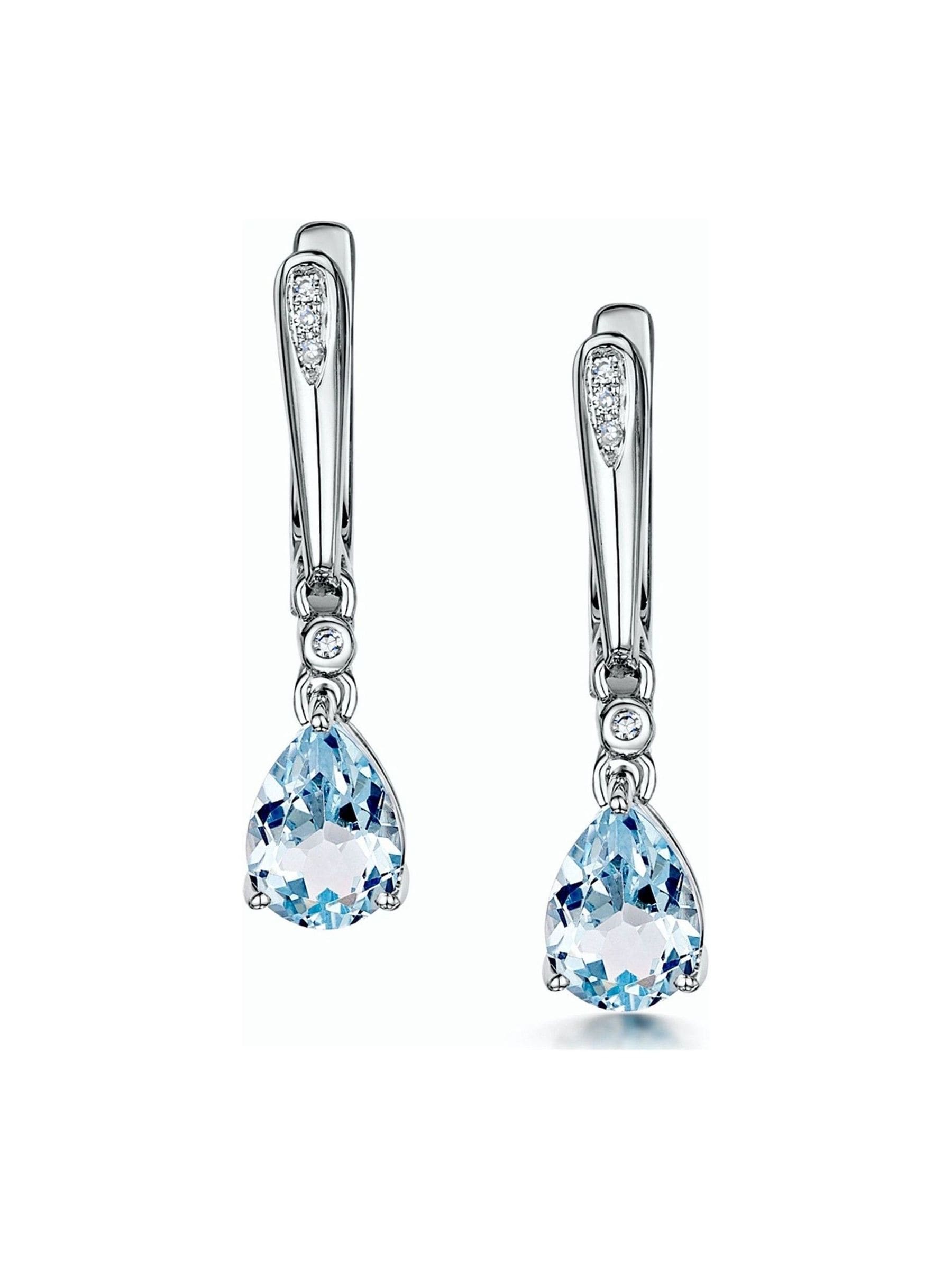 The Diamond Store blue topaz diamond earrings in 9K white gold, UK version
