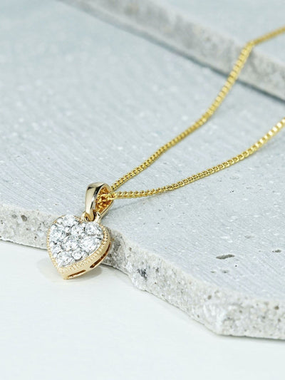 The Diamond Store 9 Karat Gelbgold Herz-Anhänger Halskette 0,25 Karat Lab-Diamant