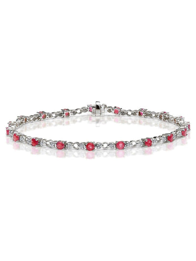 Next The Diamond Store Bracelet Tennis Rubis Rouge et Diamant Lab en Argent Sterling - Achetez en ligne chez McGrocer