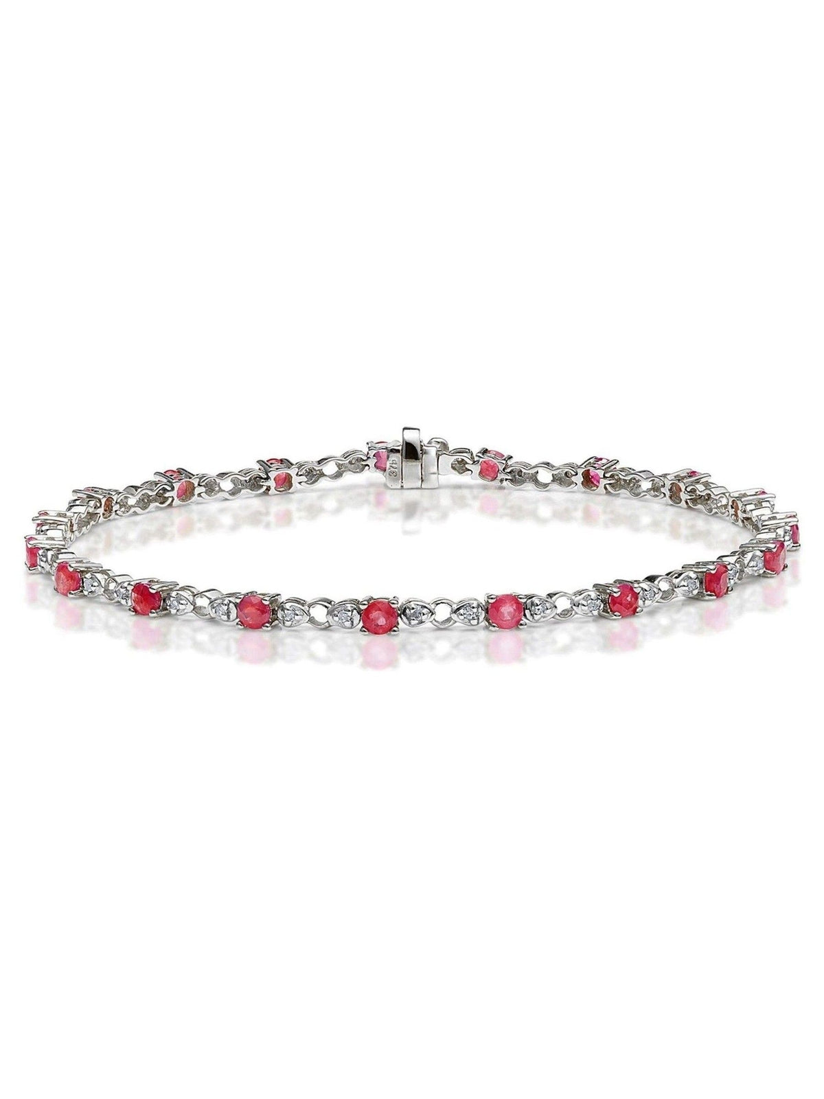 The Diamond Store Red Ruby Lab Diamond Sterling Silver Tennis Bracelet (British brand)