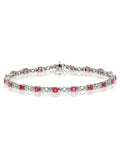 The Diamond Store Red Ruby Lab Diamond Sterling Silver Tennis Bracelet (British brand)