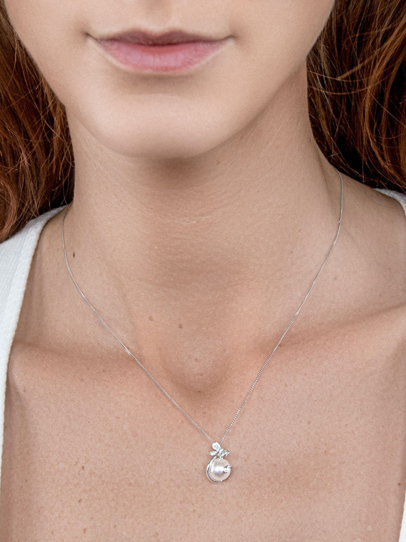 The Diamond Store 9K White Gold Pearl Necklace (British brand)